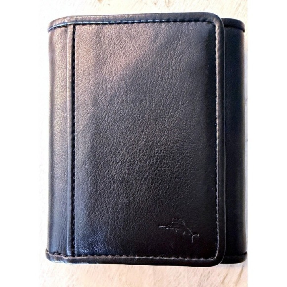 NWT Men's Tommy Bahama Leather Trifold Wallet Black - Picture 2 of 7